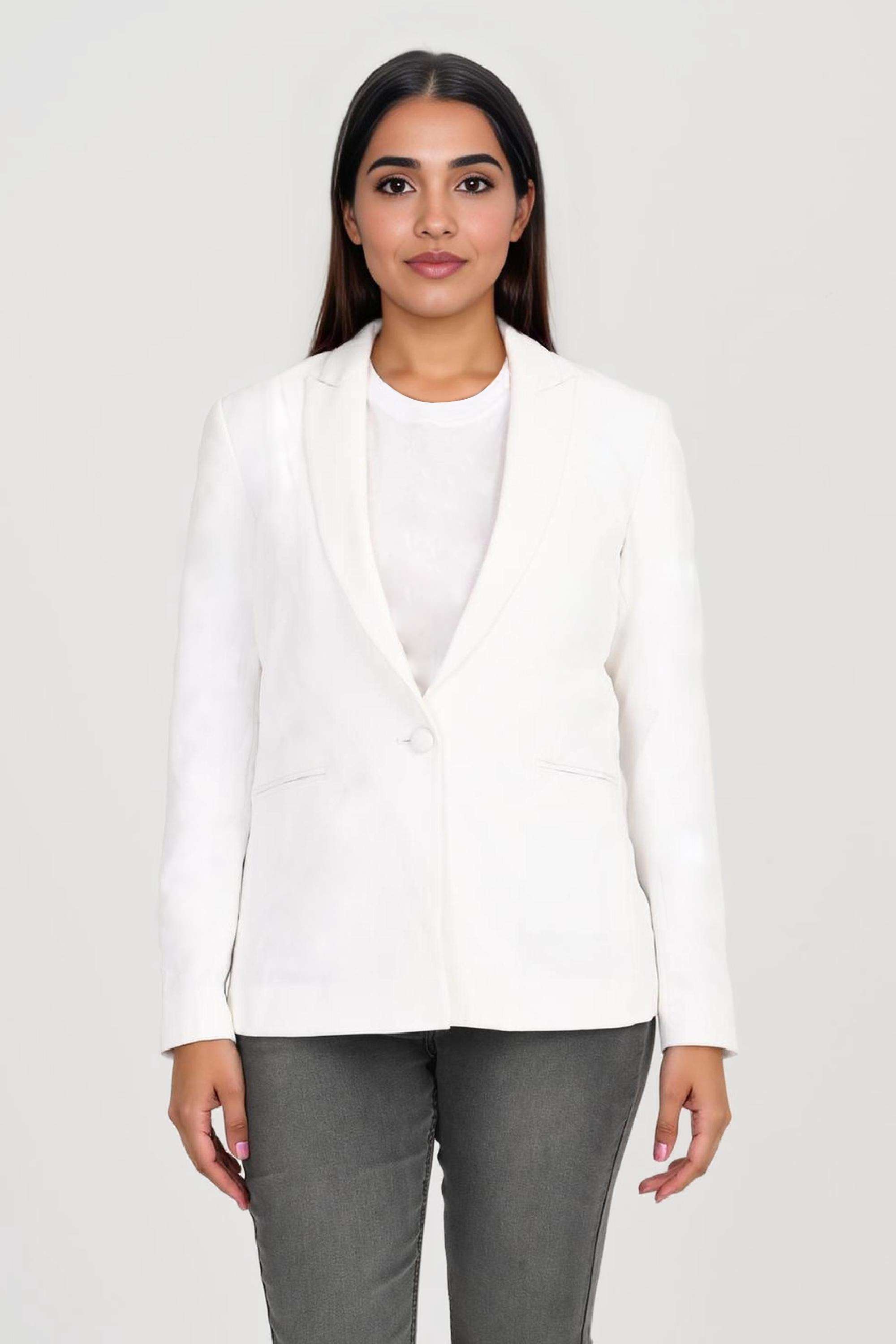 Solid-Blended-Fabric-Regular-Fit-Women-s-Casual-Wear-Blazer