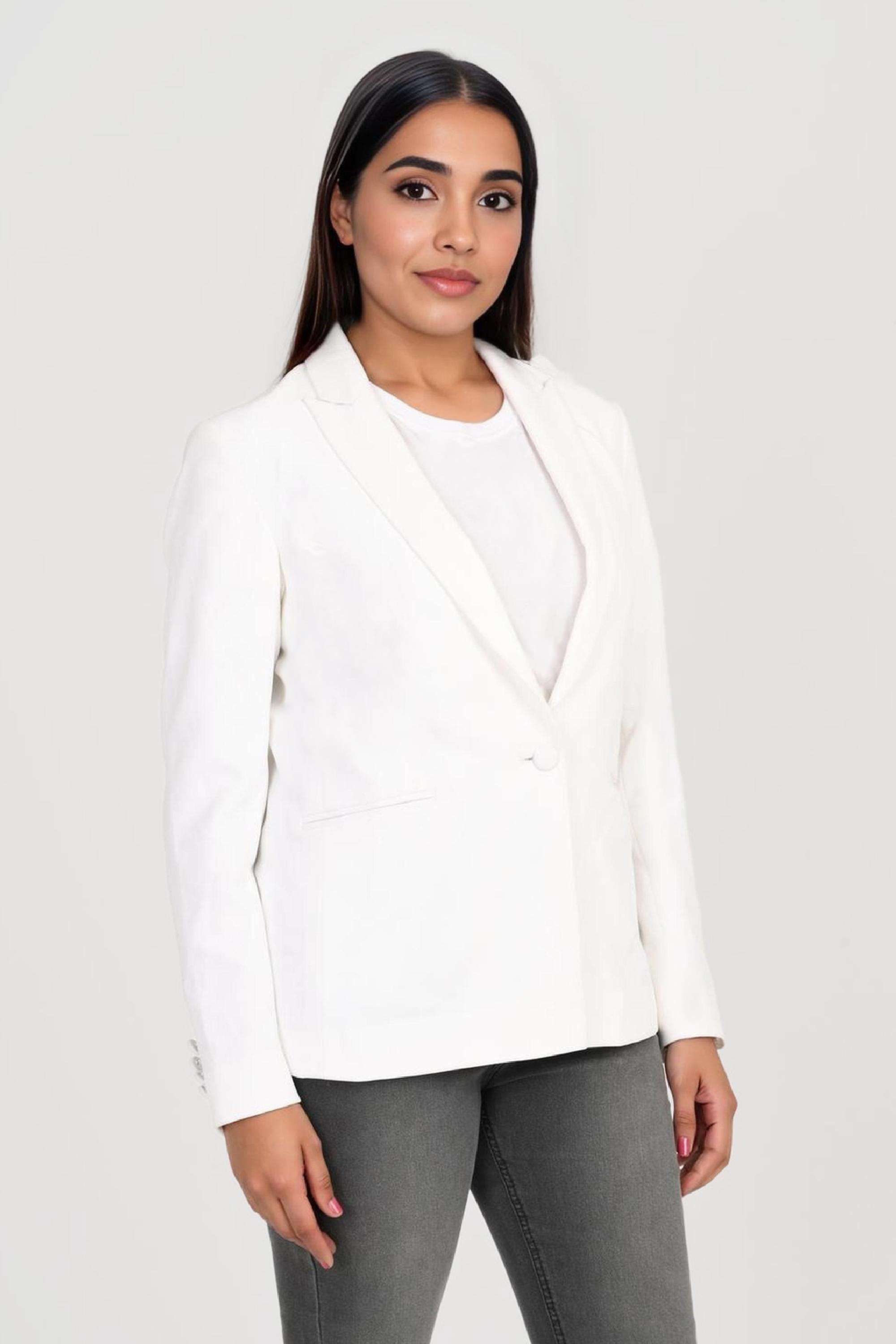 Solid-Blended-Fabric-Regular-Fit-Women-s-Casual-Wear-Blazer