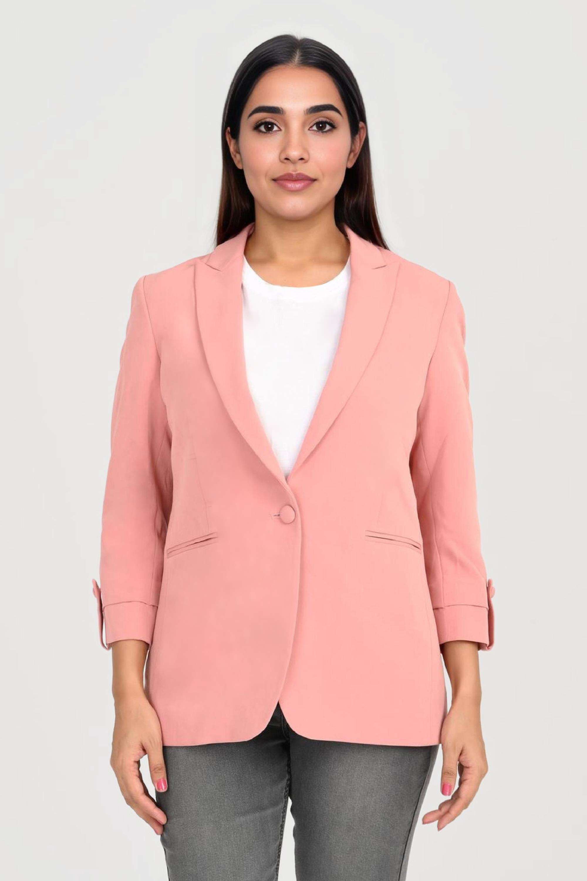 Solid-Blended-Fabric-Regular-Fit-Women-s-Casual-Wear-Blazer