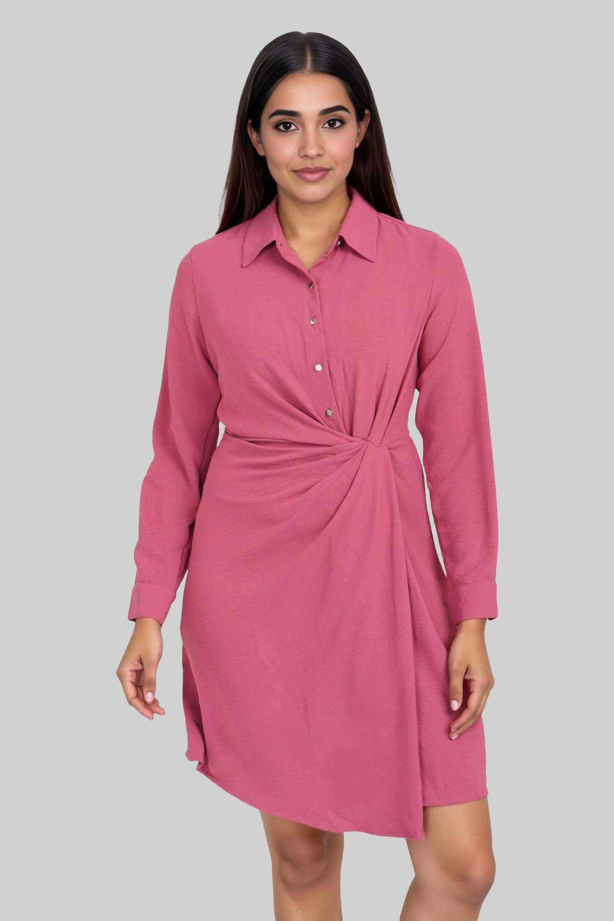 stop Solid Round Neck Polyester Women Dress-picture-38