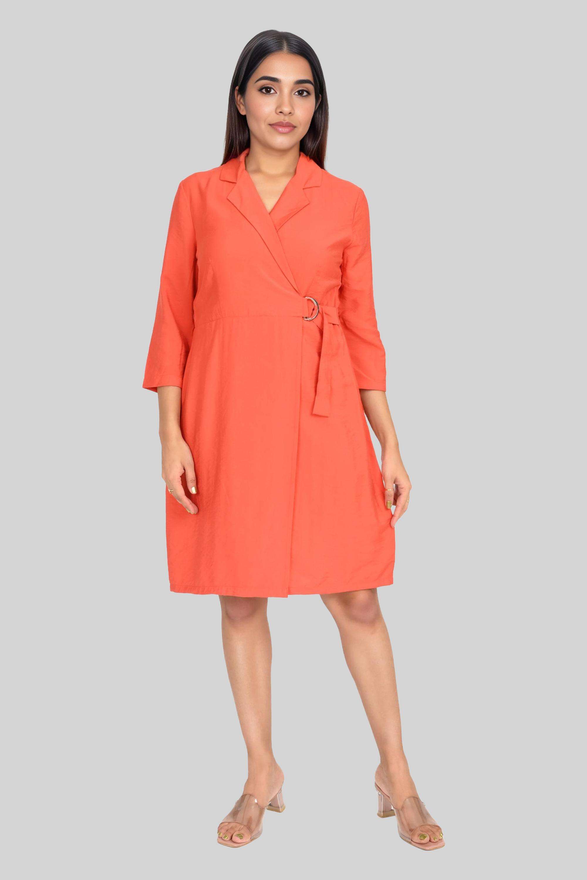 stop Solid Round Neck Blended Fabric Women Dress-picture-28