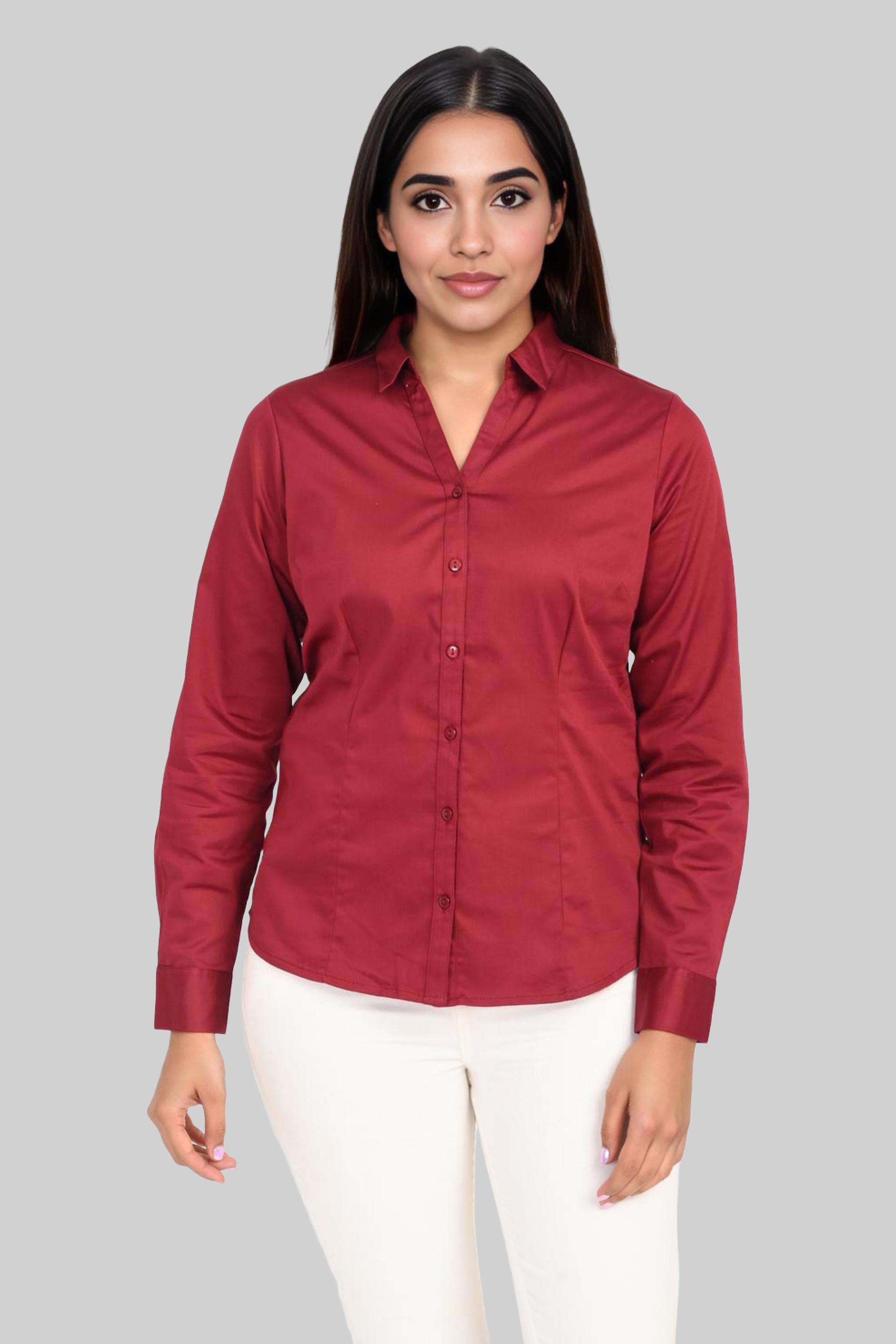 Solid-Classic-Collar-Satin-Women-s-Casual-Wear-Shirt