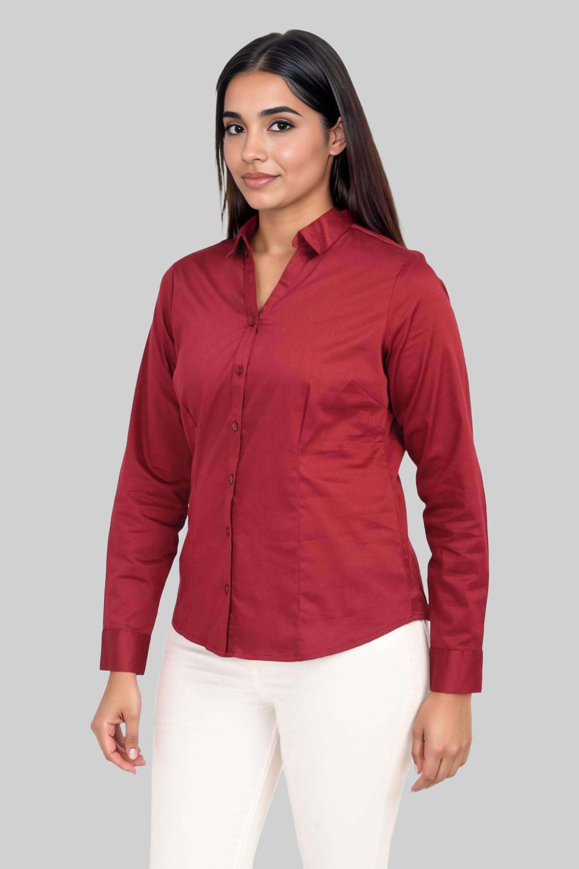 Solid-Classic-Collar-Satin-Women-s-Casual-Wear-Shirt