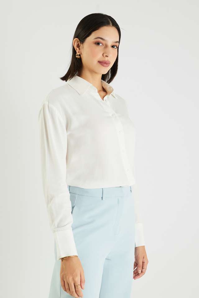 Solid-Blended-Fabric-Regular-Fit-Women-s-Formal-Shirt