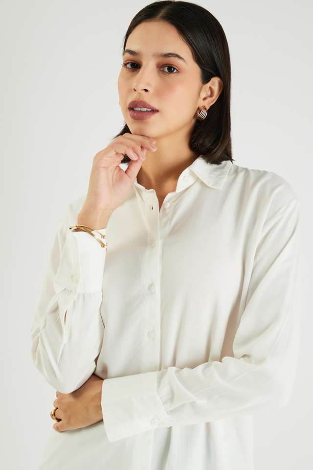 Solid-Blended-Fabric-Regular-Fit-Women-s-Formal-Shirt