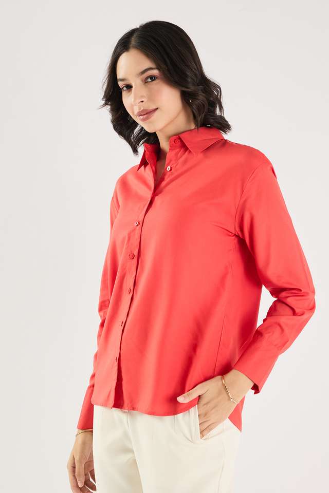 Solid-Blended-Fabric-Regular-Fit-Women-s-Formal-Shirt