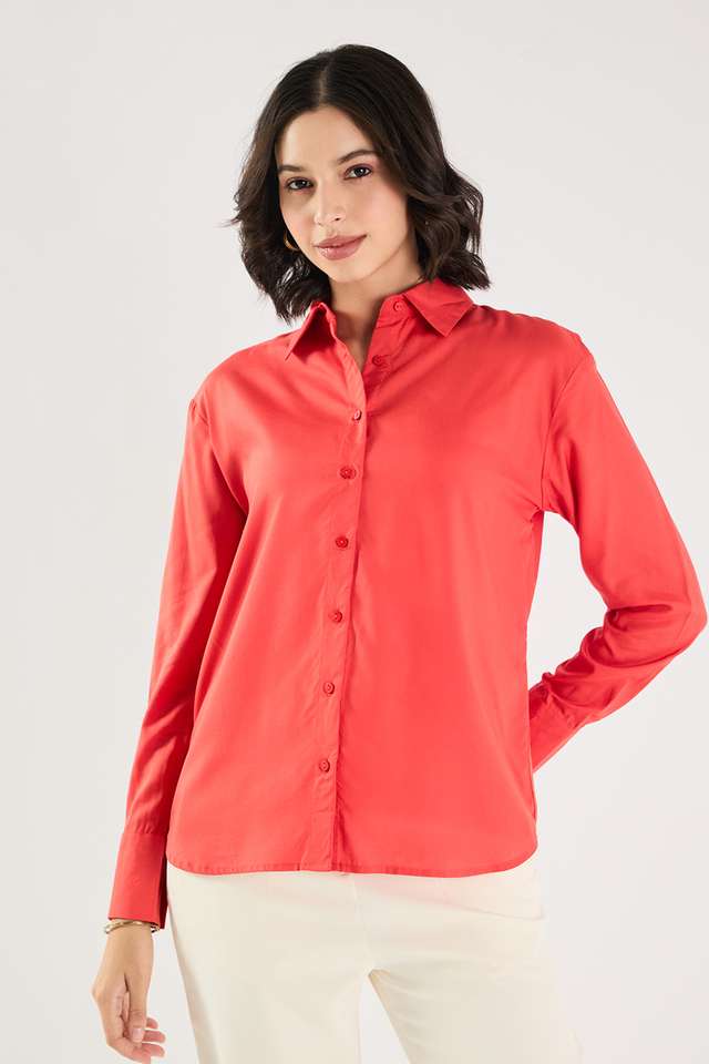 Solid-Blended-Fabric-Regular-Fit-Women-s-Formal-Shirt