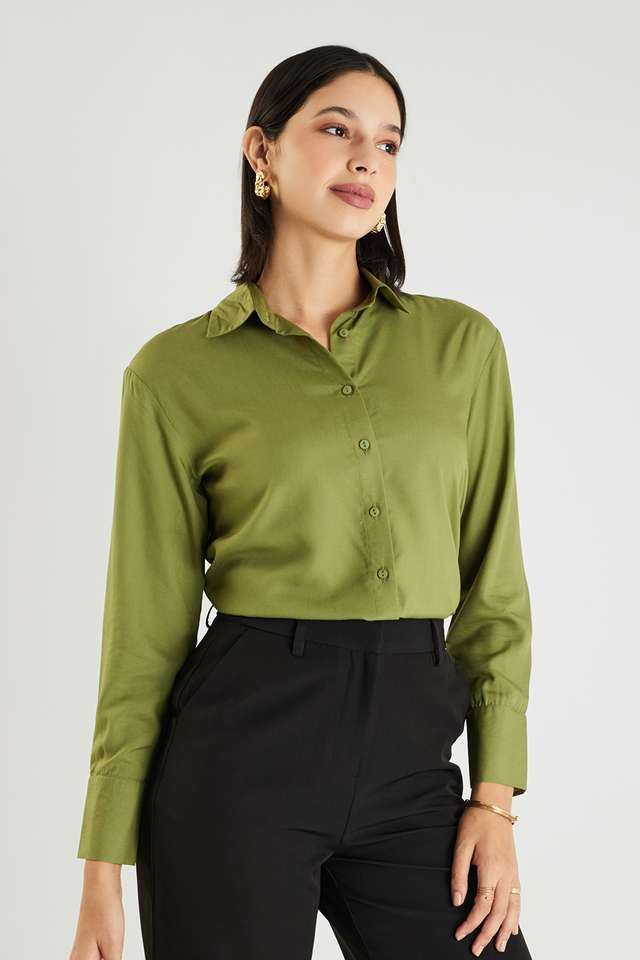 Solid-Blended-Fabric-Regular-Fit-Women-s-Formal-Shirt