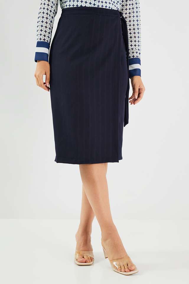 Solid-Blended-Fabric-Regular-Fit-Women-s-Formal-Skirt
