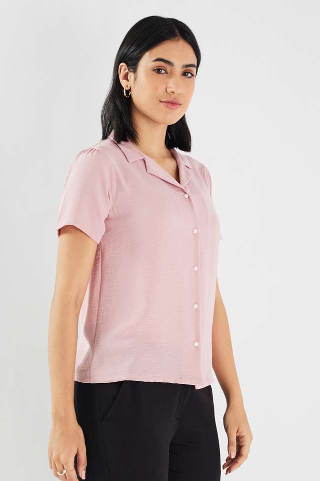 Solid-Blended-Fabric-V-Neck-Women-s-Top