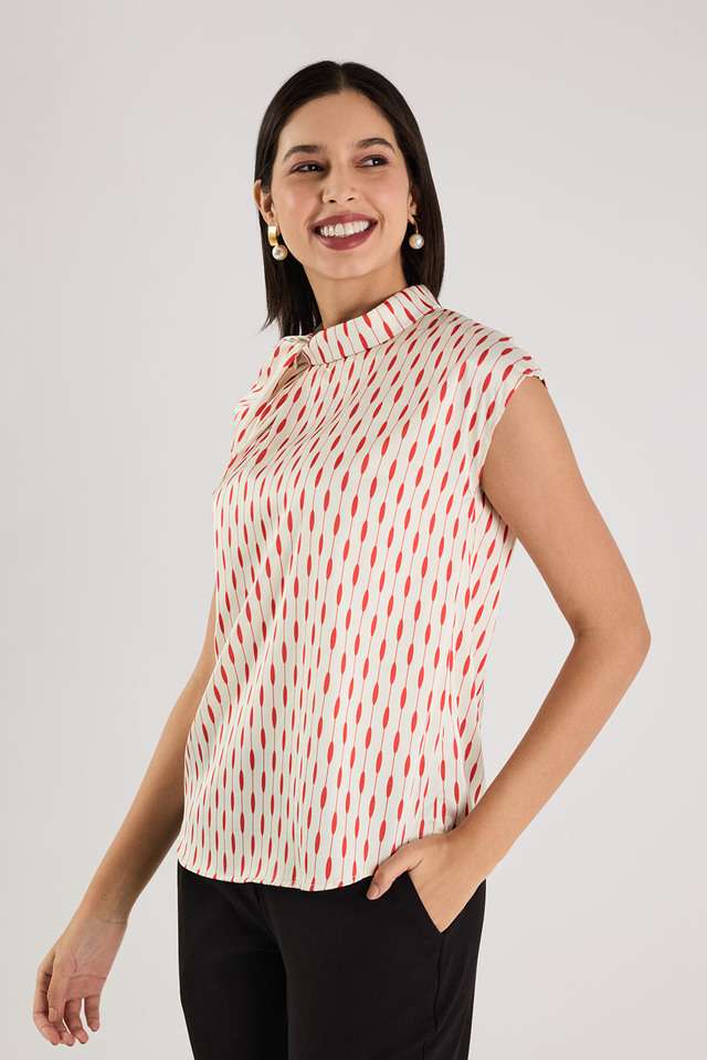 Printed-Satin-Round-Neck-Women-s-Top
