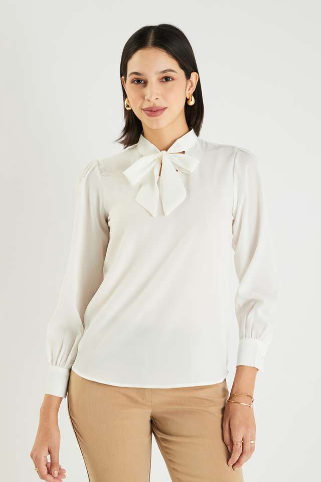Solid-Blended-Fabric-V-Neck-Women-s-Top