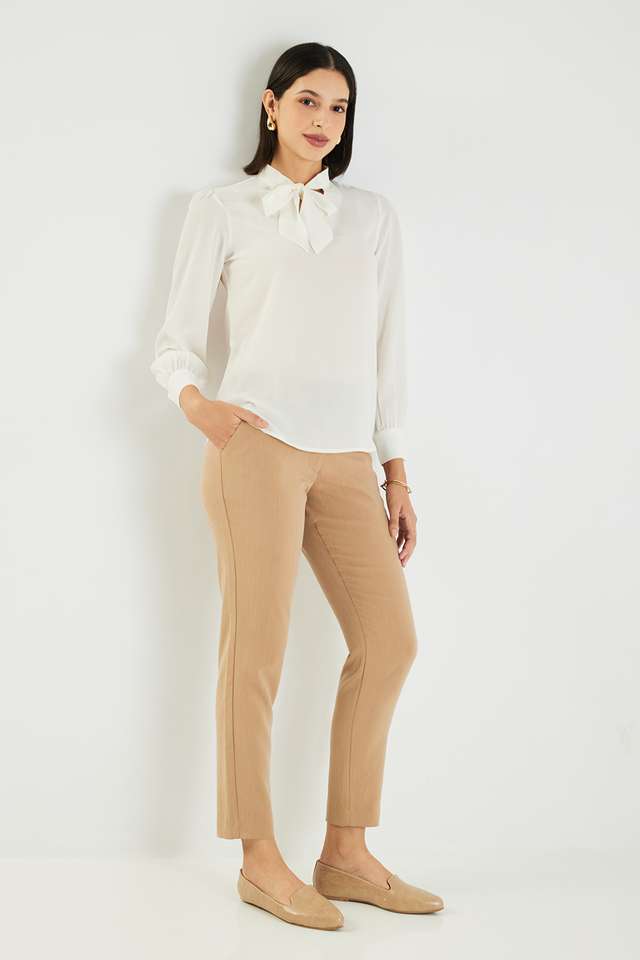 Solid-Blended-Fabric-V-Neck-Women-s-Top