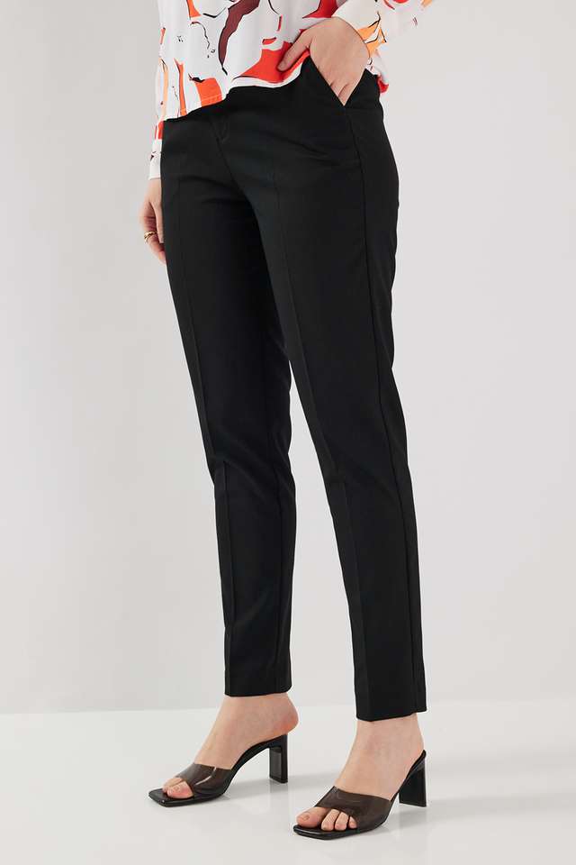 Solid-Blended-Fabric-Regular-Fit-Women-s-Formal-Trousers