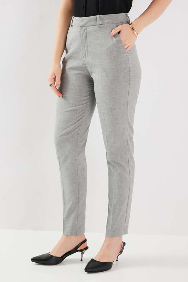 Solid-Blended-Fabric-Regular-Fit-Women-s-Formal-Trousers