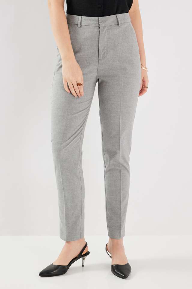 Solid-Blended-Fabric-Regular-Fit-Women-s-Formal-Trousers