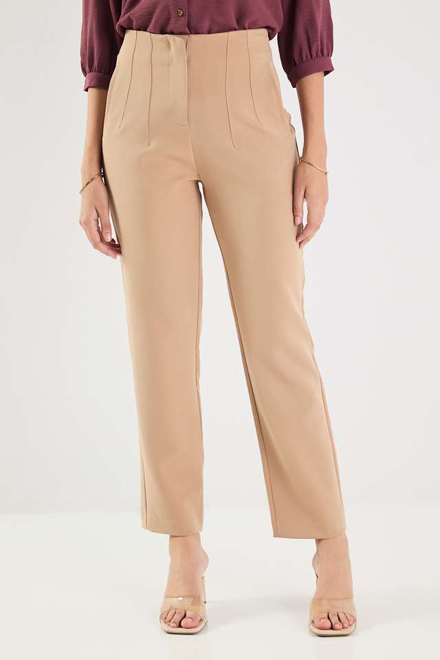 Solid-Slim-Fit-Blended-Fabric-Women-s-Casual-Wear-Trousers