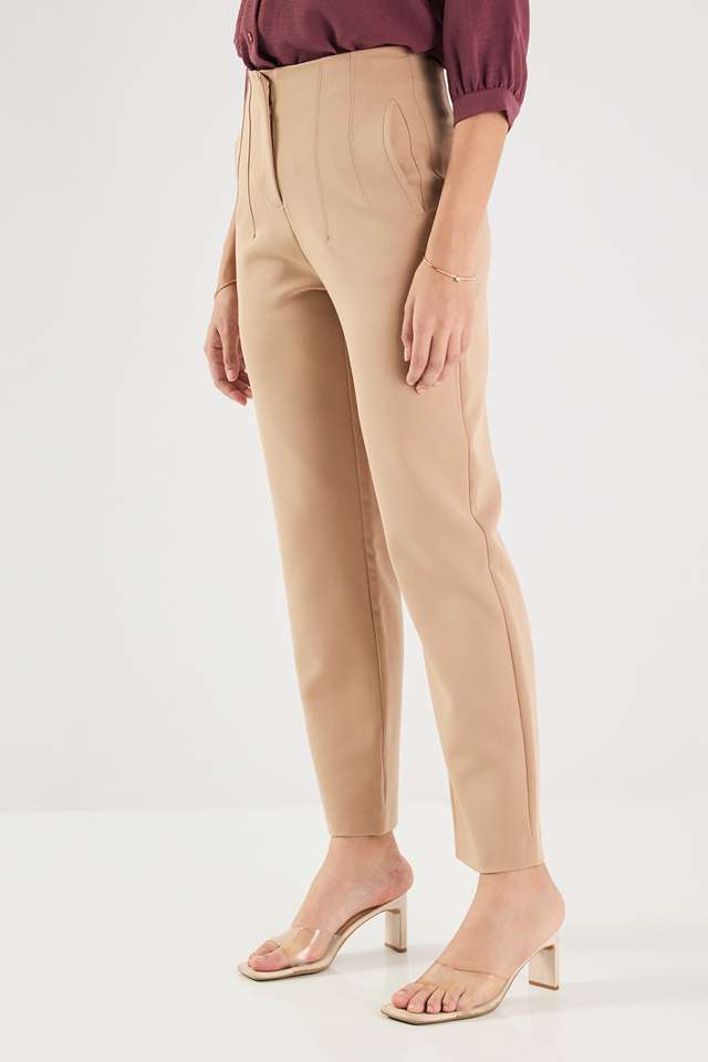 Solid-Slim-Fit-Blended-Fabric-Women-s-Casual-Wear-Trousers