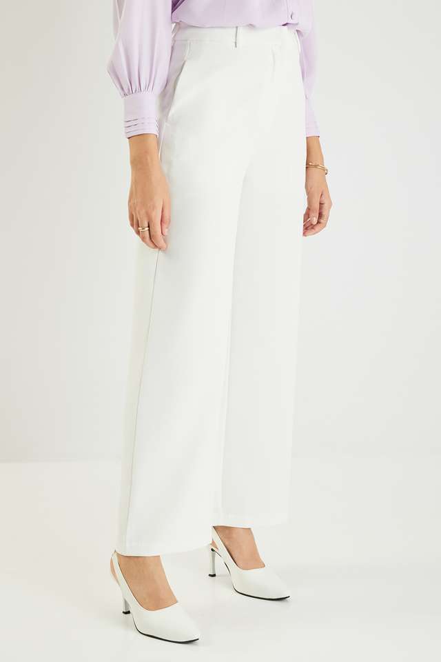 Solid-Blended-Fabric-Straight-Fit-Women-s-Formal-Trousers