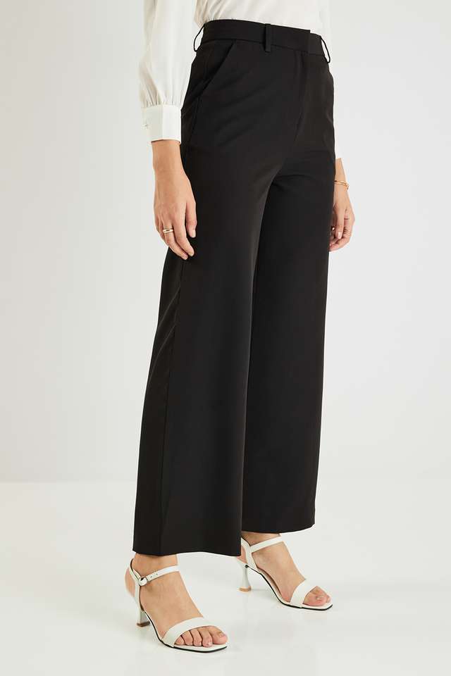 Solid-Blended-Fabric-Straight-Fit-Women-s-Formal-Trousers