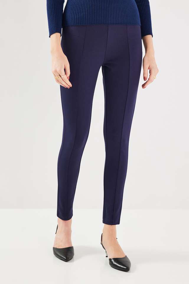 Solid-Straight-Fit-Blended-Fabric-Women-Casual-Wear-Trouser