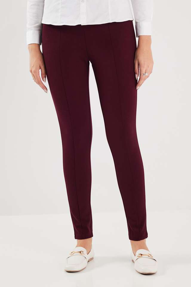 Solid-Blended-Fabric-Straight-Fit-Women-s-Pants
