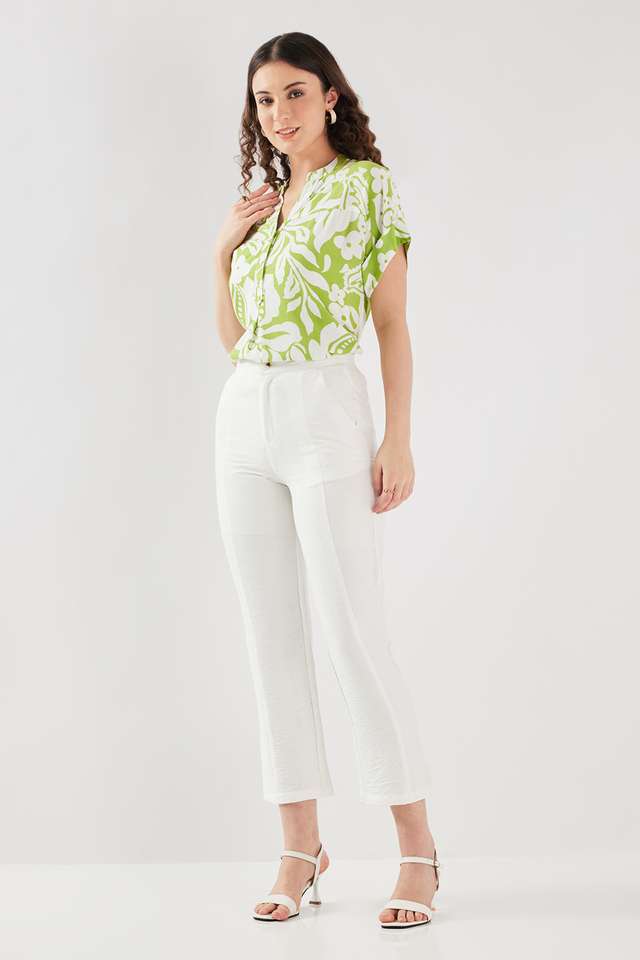 Solid-Blended-Fabric-Straight-Fit-Women-s-Pants