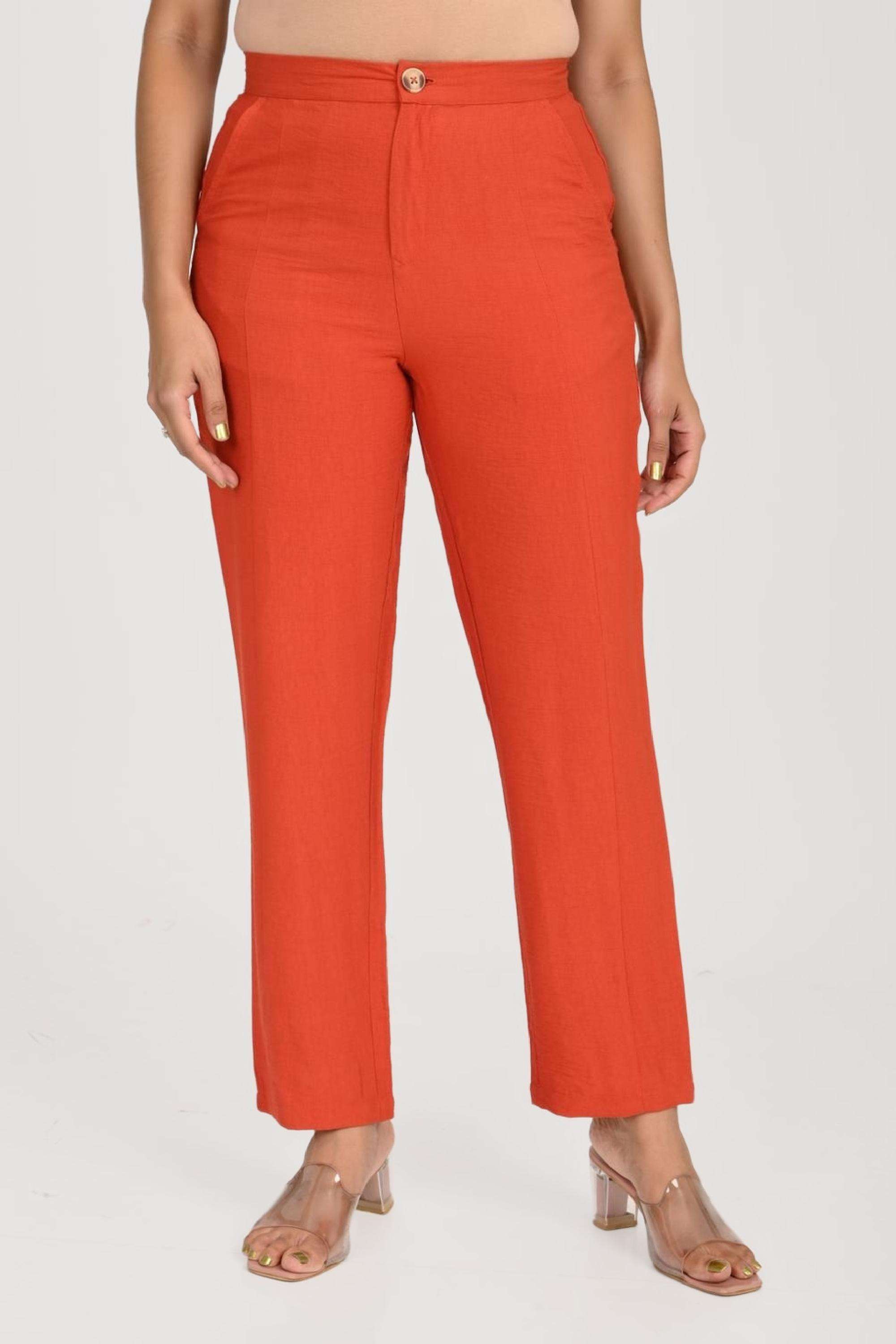 fratini Solid Straight Fit Blended Fabric Women's Casual Wear Pants-picture-40