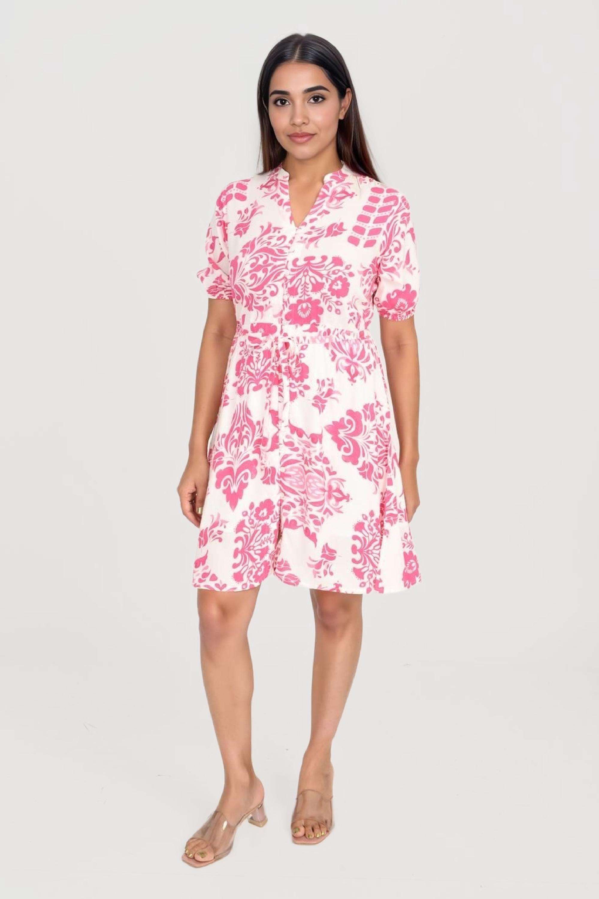 fratini Printed V-Neck Viscose Women Dress-picture-26