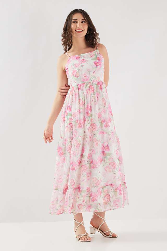 Printed-Square-Neck-Polyester-Women-s-Full-Length-Tiered-Dress