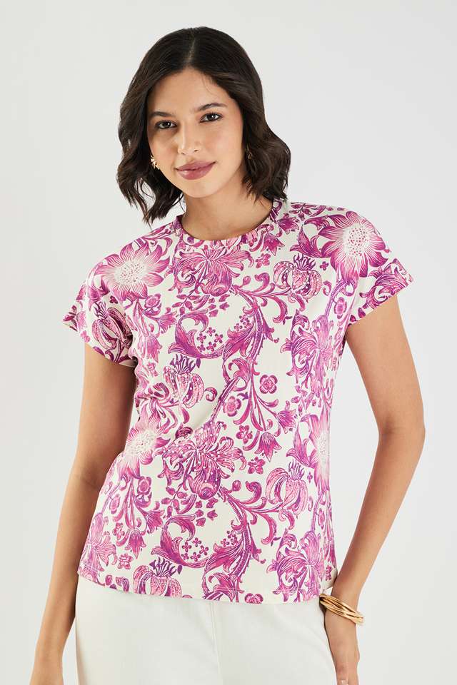 Printed-Cotton-Round-Neck-Women-s-Top