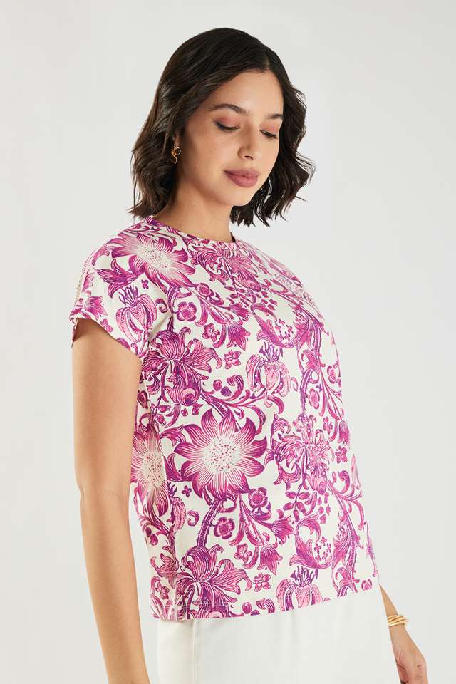 Printed-Cotton-Round-Neck-Women-s-Top