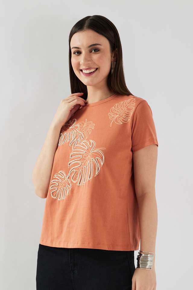 Embroidered-Cotton-Round-Neck-Women-s-Top