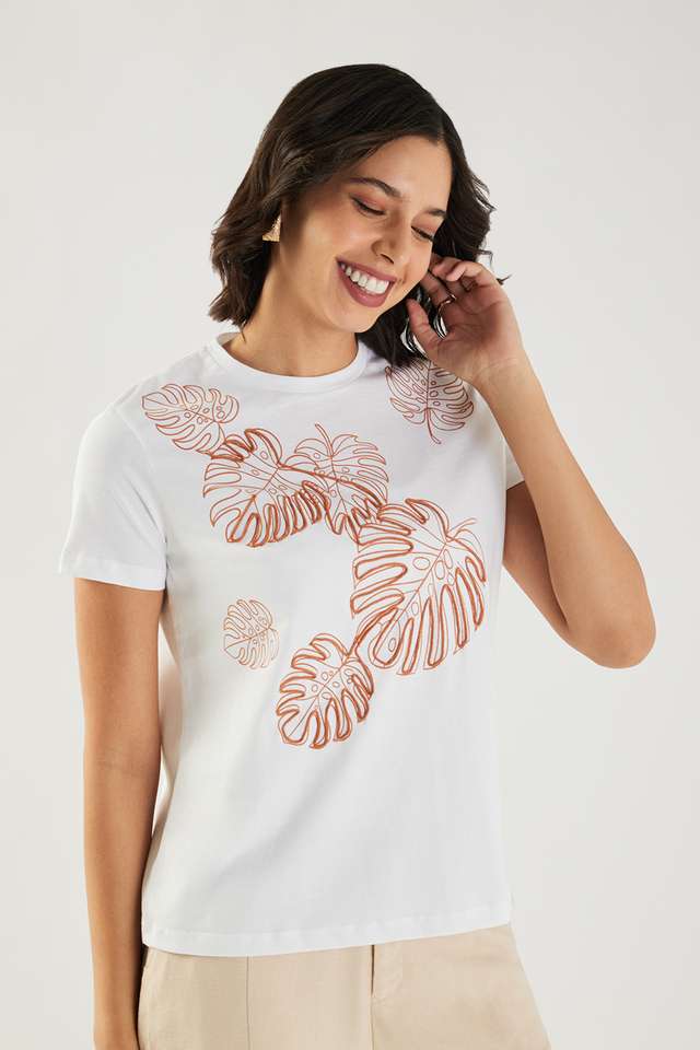 Embroidered-Cotton-Round-Neck-Women-s-Top