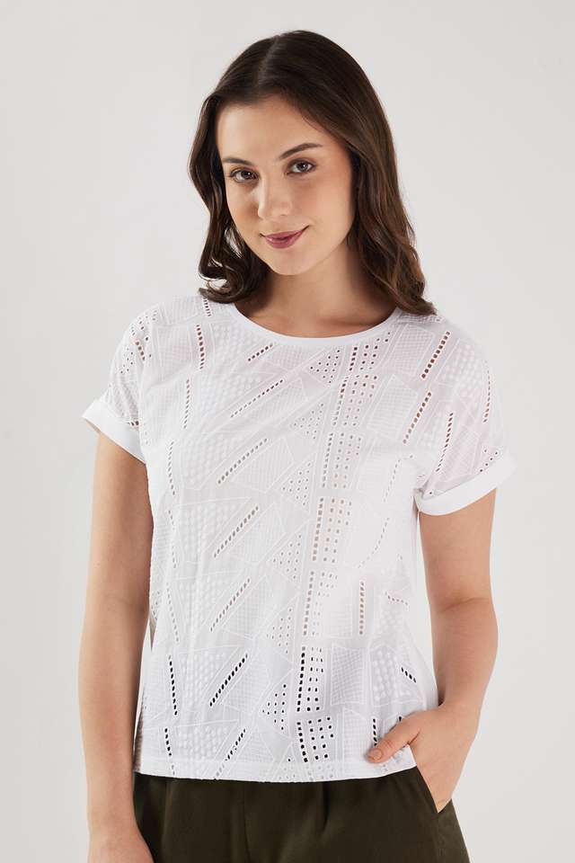 Solid-Blended-Fabric-V-Neck-Women-s-T-Shirt