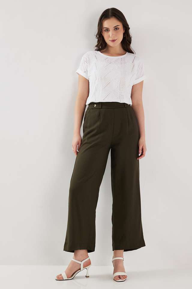 Solid-Blended-Fabric-V-Neck-Women-s-T-Shirt