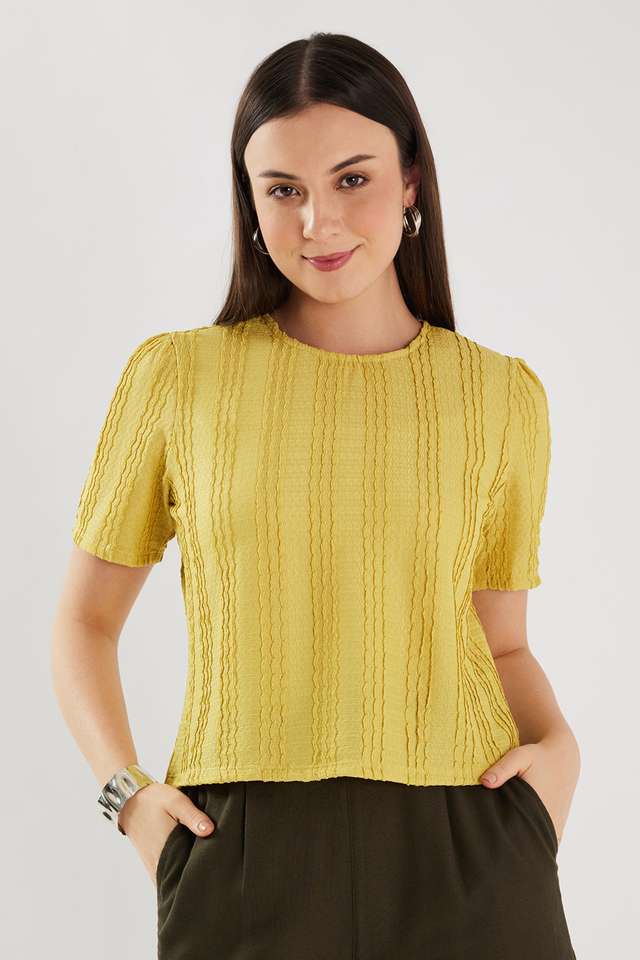Textured-Blended-Fabric-Regular-Fit-Women-s-T-Shirt