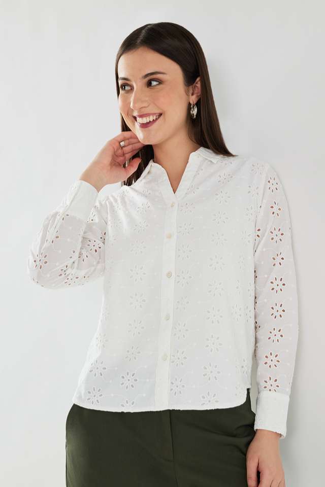 Schiffli-Collared-Cotton-Women-s-Casual-Wear-Shirt