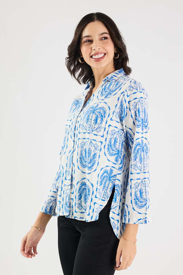 Printed-Collared-Cotton-Women-s-Casual-Wear-Shirt