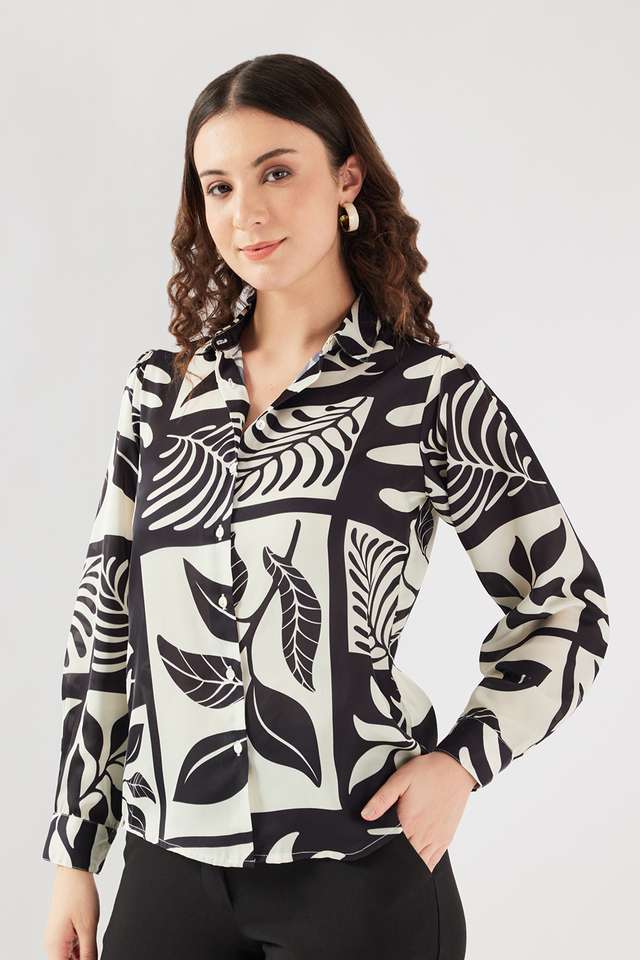 Printed-Collared-Polyester-Women-s-Casual-Wear-Shirt