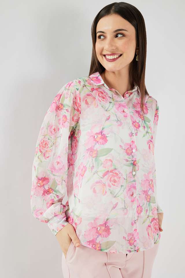 Printed-Collared-Polyester-Women-s-Casual-Wear-Shirt