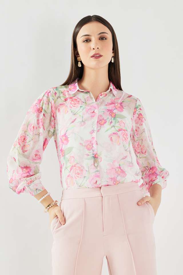 Printed-Collared-Polyester-Women-s-Casual-Wear-Shirt