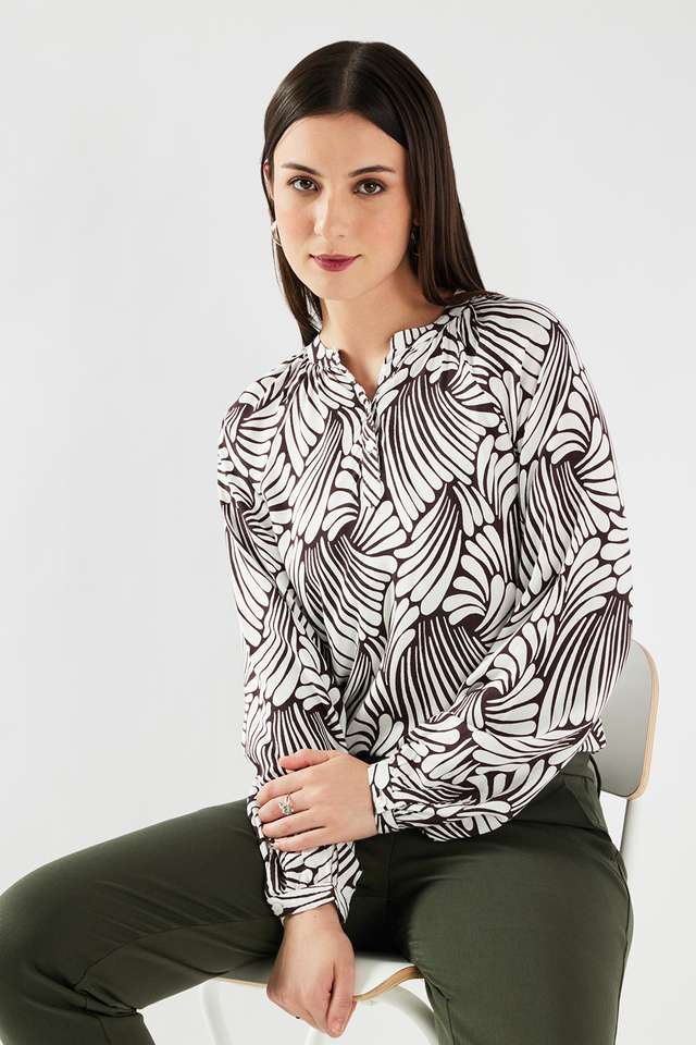 Printed-Viscose-V-Neck-Women-s-Top
