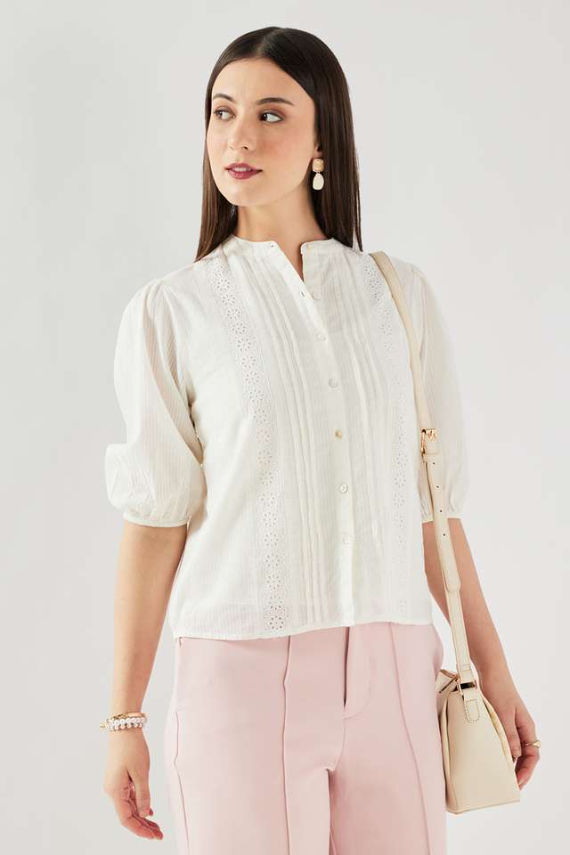 Dobby-Cotton-V-Neck-Women-s-Top