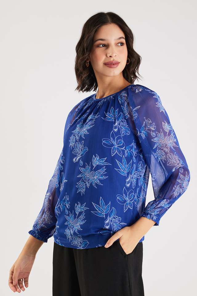 Printed-Polyester-V-Neck-Women-s-Top