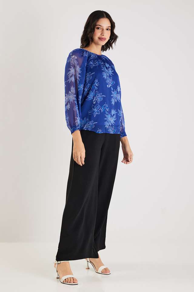 Printed-Polyester-V-Neck-Women-s-Top