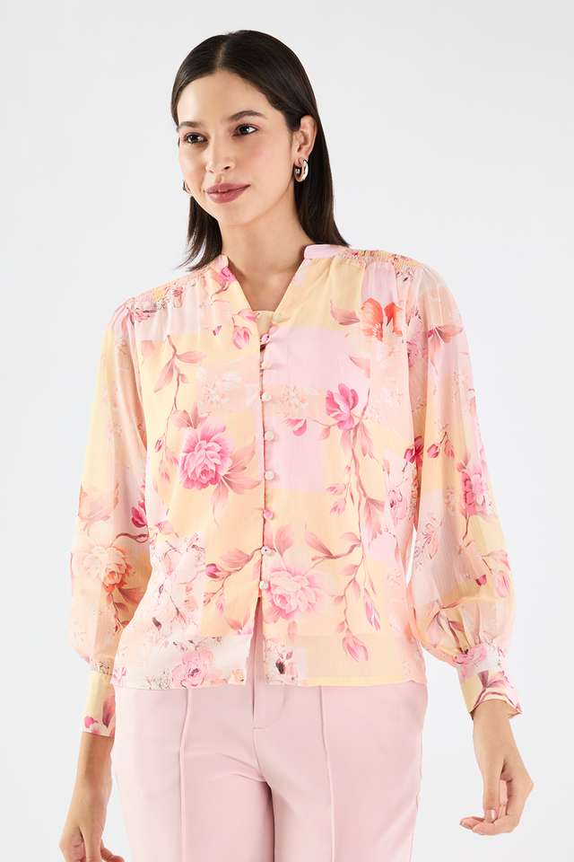 Printed-Polyester-V-Neck-Women-s-Top