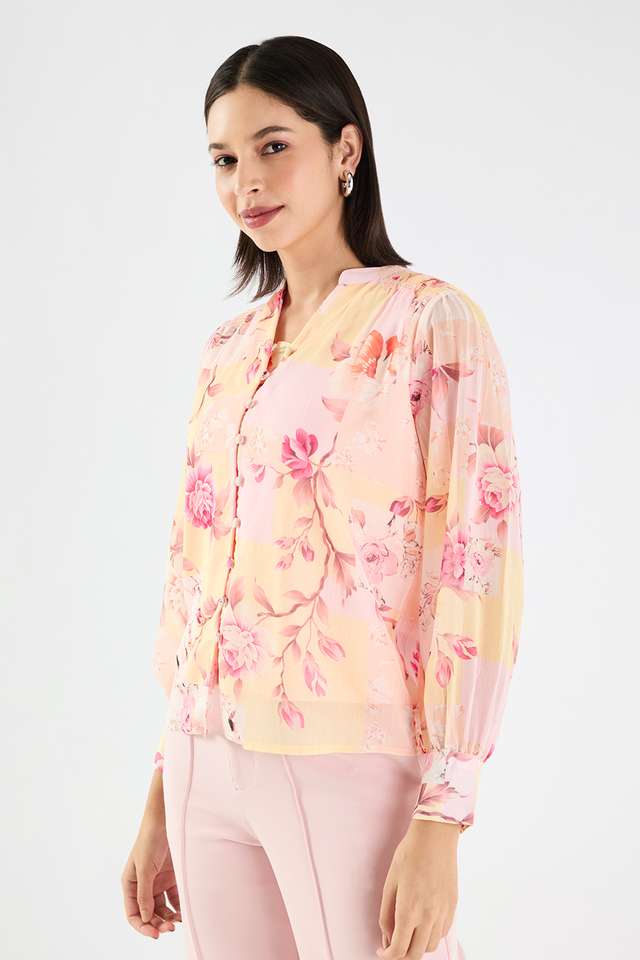 Printed-Polyester-V-Neck-Women-s-Top