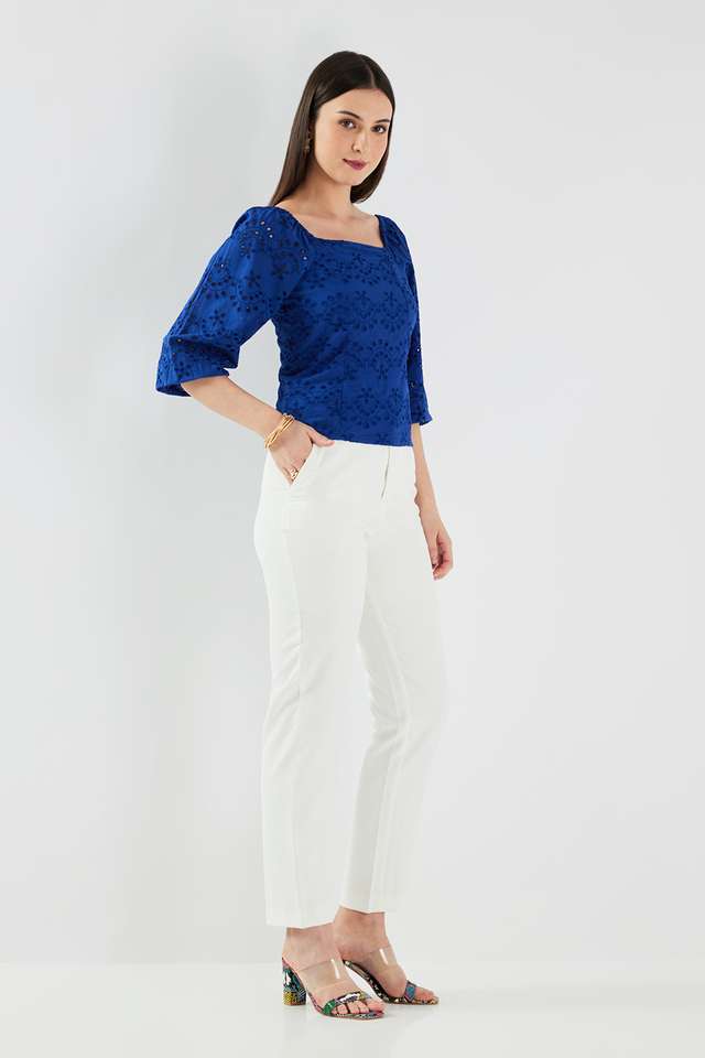 Schiffli-Cotton-Square-Neck-Women-s-Top