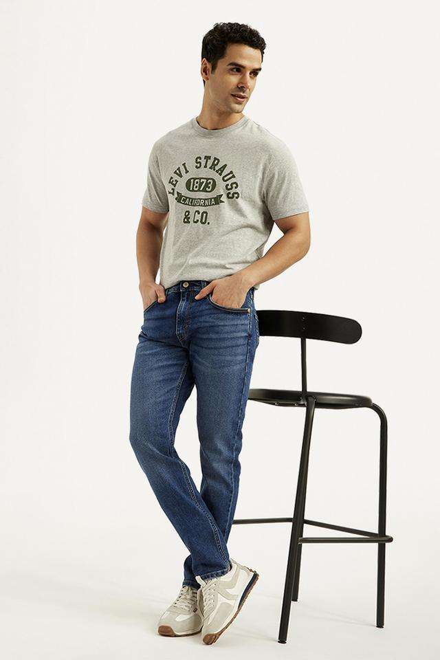 Light-Wash-Polyester-Slim-Fit-Men-s-Jeans